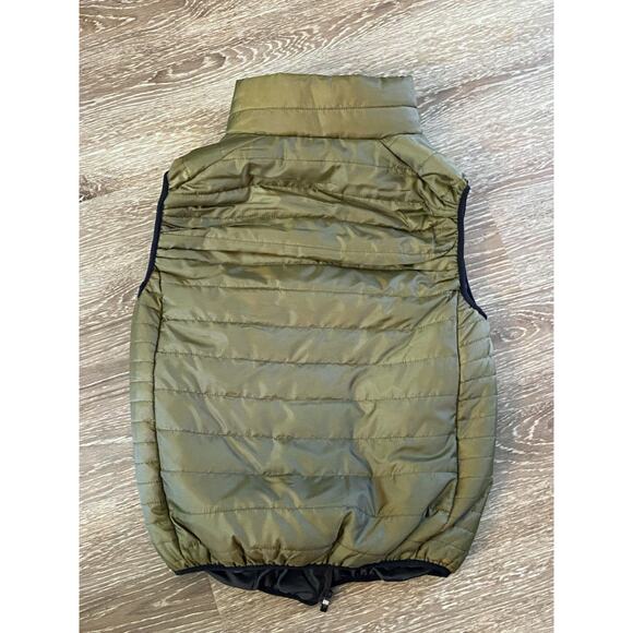 New Small Olive Army Puffer Quilted Bubble Vest Long Gilet Sleeveless‎ Insulated - Picture 2 of 4